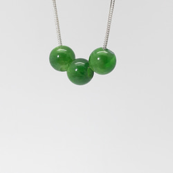 925 Silver Diopside 9.8mm Beads Pendant Necklace 3枚目の画像