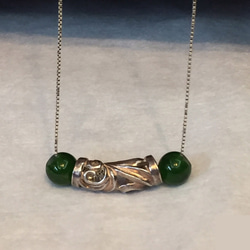 925 Silver Diopside 9.8mm Bead Pendant Silver Charm Necklace 3枚目の画像