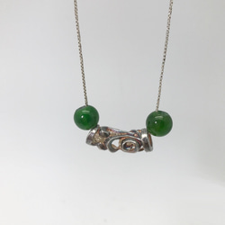 925 Silver Diopside 9.8mm Bead Pendant Silver Charm Necklace 1枚目の画像