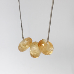 925 Silver Citrine 12.5mm Faceted Squash Beads Necklace 1枚目の画像