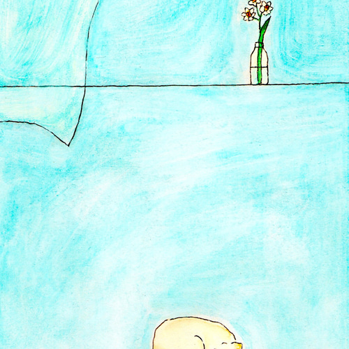 イラスト｜絵｜原画「春を告げる」※木製額縁入り（八つ切りサイズ 