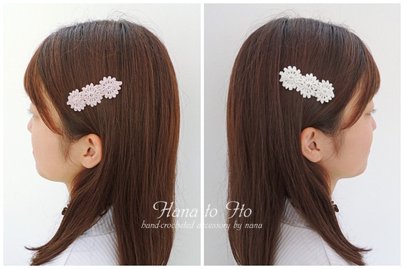 [パッチンピン] 2点セット Antique Lace (pink & light beige) 4枚目の画像