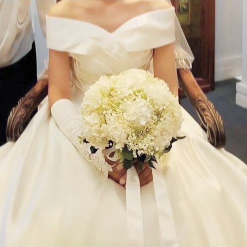 カラーオーダー／かすみ草と紫陽花のブーケ•プリザーブドフラワー