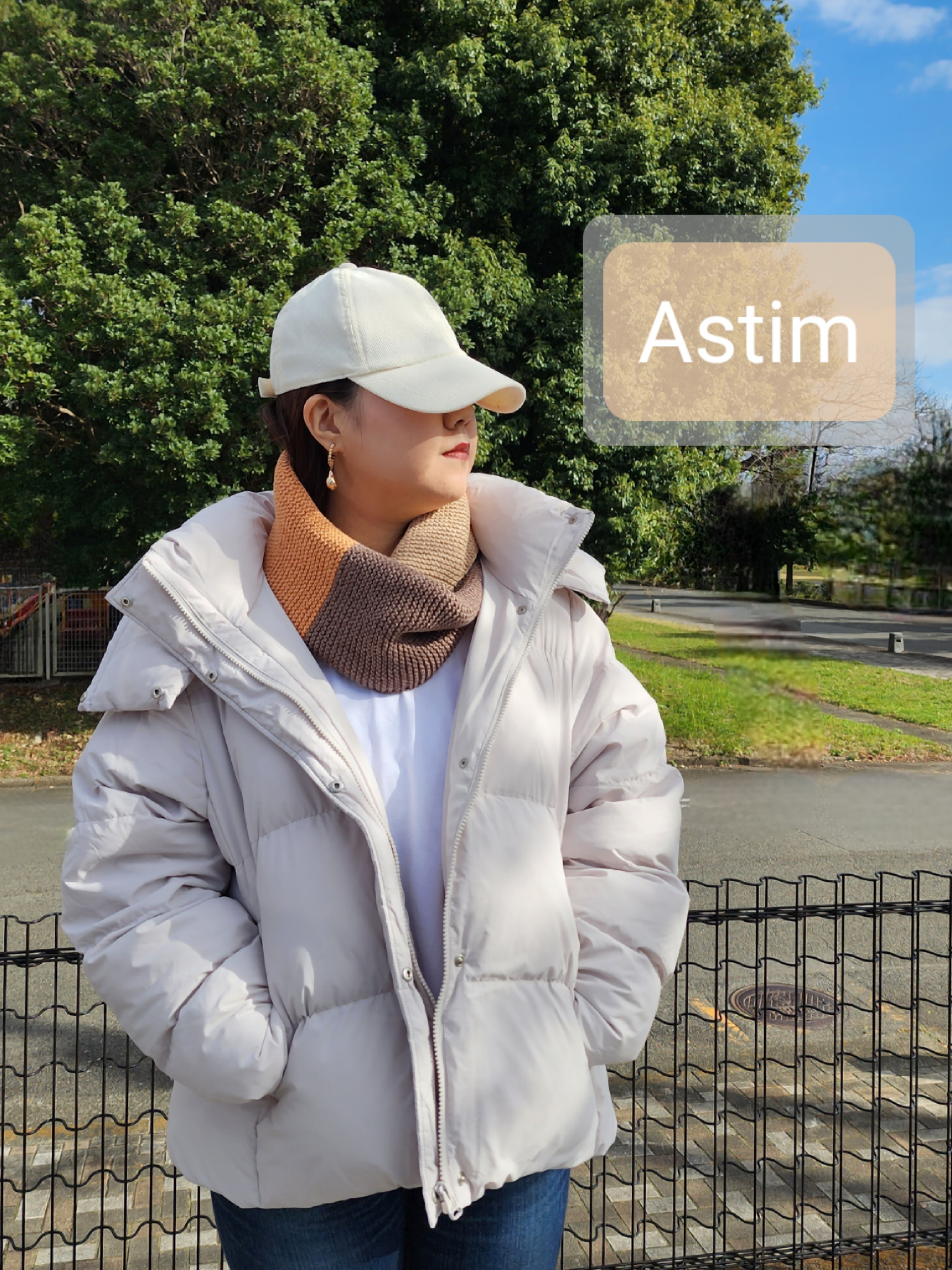 E64M【クリスマスギフト】オレンジ×ベージュ×ブラウンのスヌード/ちくちくしにくいコットンメリノ素材【送料無料】