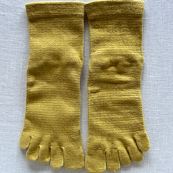 草木染めの五本指ソックス　かりやす染めー淡い黄色　重ねばきおすすめ 22-24.5cm 3枚目の画像