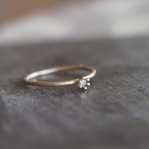 10K 天然ブラウンダイヤモンドのリング 2枚目の画像