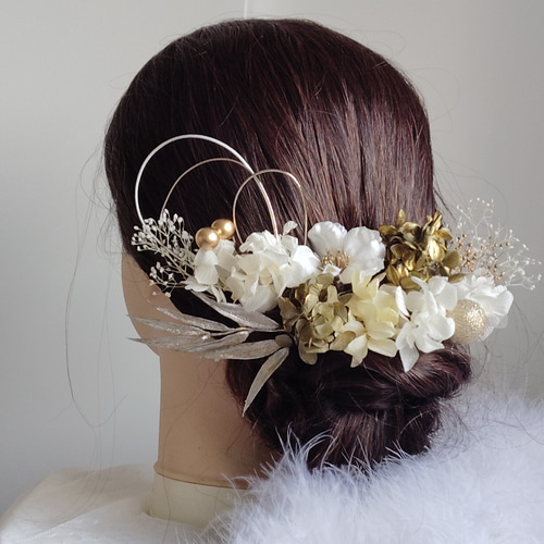 煌花＿＿水引と鞠玉の髪飾り 卒業式 成人式 結婚式 髪飾り 白無垢 色打