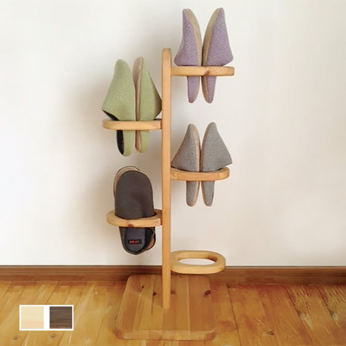 木製『スリッパスタンド』葉っぱのリング 木製ラック 玄関収納 木製
