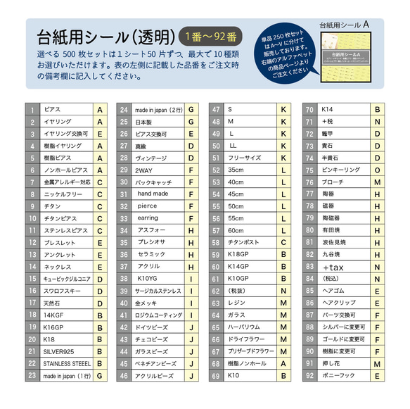 【選べる！400枚】台紙用シール400枚セット（透明地 or 白地）5×10㎜　日本製　レジン　チタン　ニッケルフリー 7枚目の画像