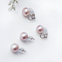 大型天然薰衣草色珍珠醫用級不銹鋼耳環 - 日光榮耀 第6張的照片