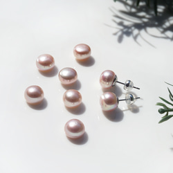 大型天然薰衣草色珍珠醫用級不銹鋼耳環 - 日光榮耀 第9張的照片