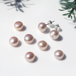 大型天然薰衣草色珍珠醫用級不銹鋼耳環 - 日光榮耀 第8張的照片