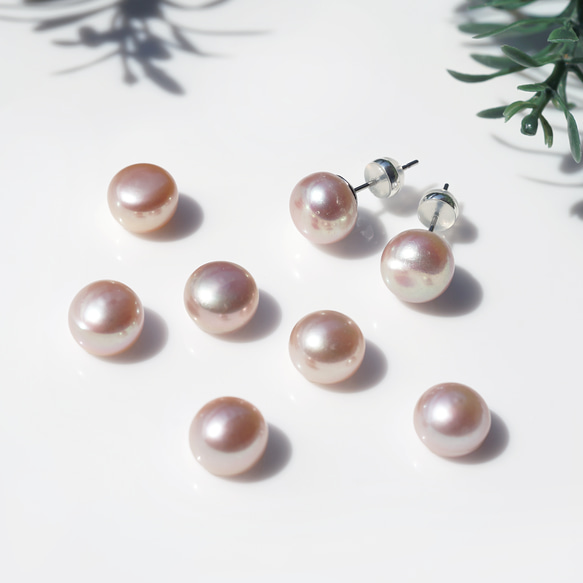 大型天然薰衣草色珍珠醫用級不銹鋼耳環 - 日光榮耀 第8張的照片
