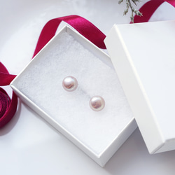 大型天然薰衣草色珍珠醫用級不銹鋼耳環 - 日光榮耀 第13張的照片