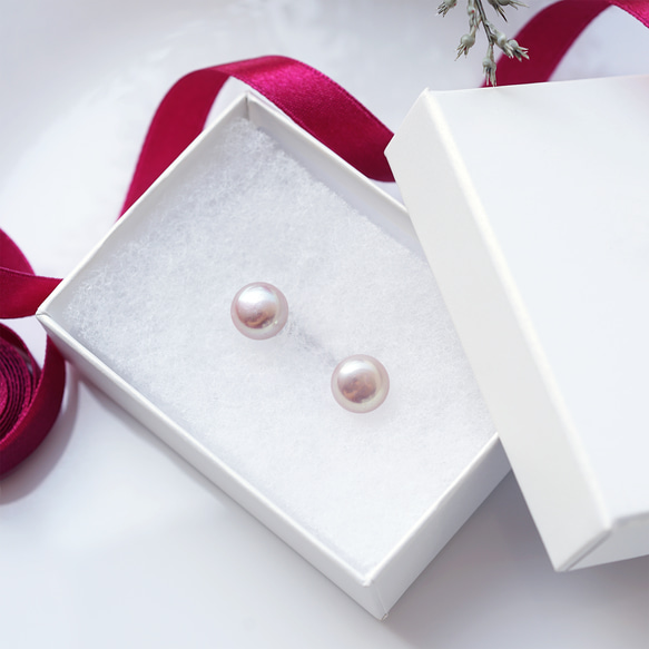 大型天然薰衣草色珍珠醫用級不銹鋼耳環 - 日光榮耀 第13張的照片