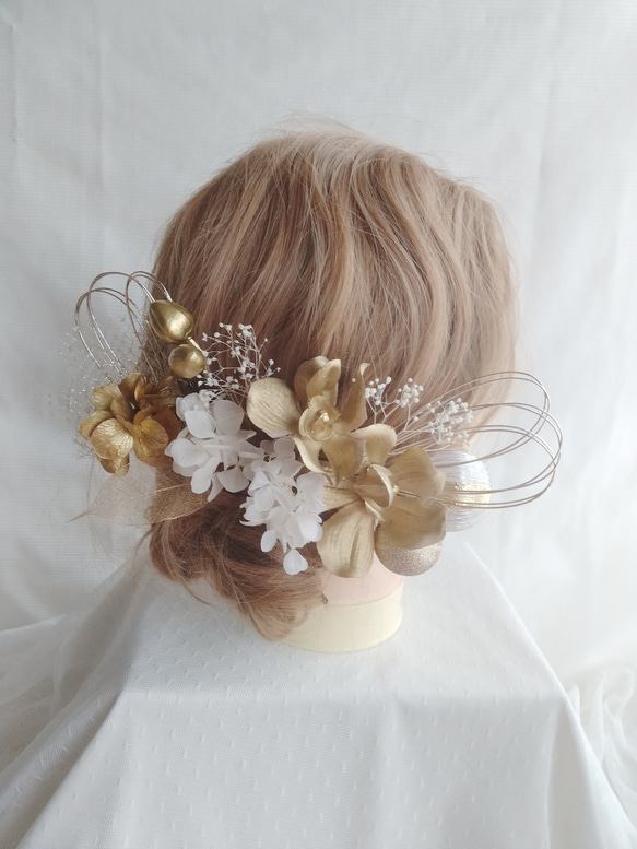 №143♡ドライフラワー髪飾り♡水引♡紐アレンジ♡成人式♡結婚式♡前撮り №143♡ドライフラワー髪飾り♡水引♡紐アレンジ♡成人式♡