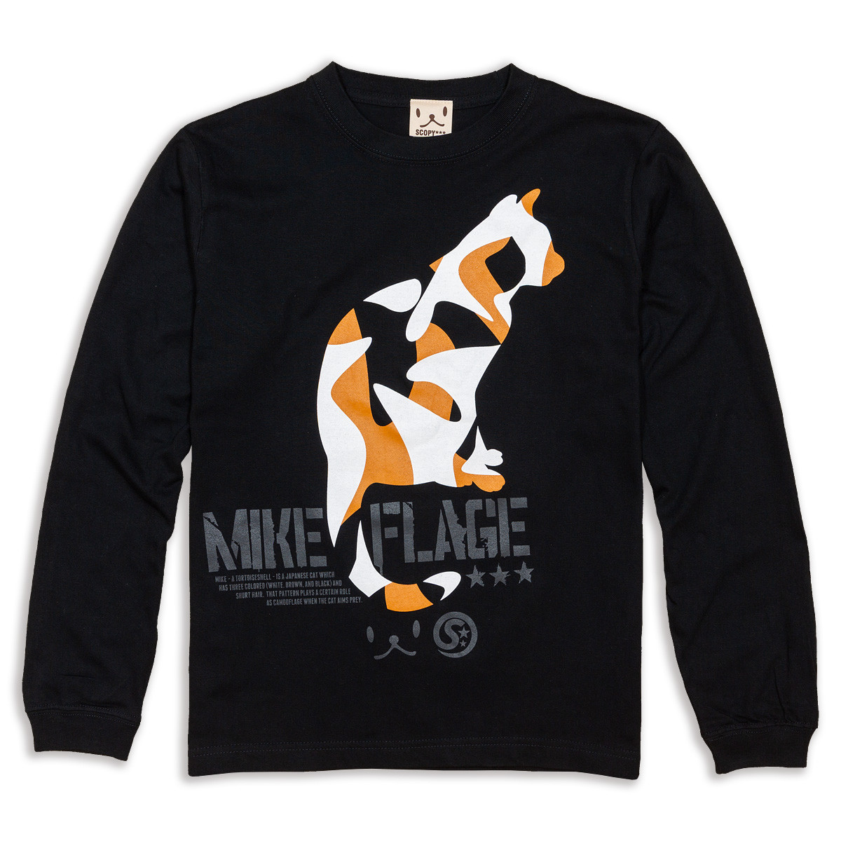 SCOPYネコ　ロンT「MIKE-FLAGE」 ブラック