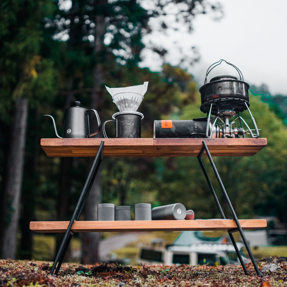 ＼送料無料／[Mini Ladder Shelf]アウトドアラック キッチン棚 ラダー 折りたたみ棚 カフェ ‐40‐ 4枚目の画像