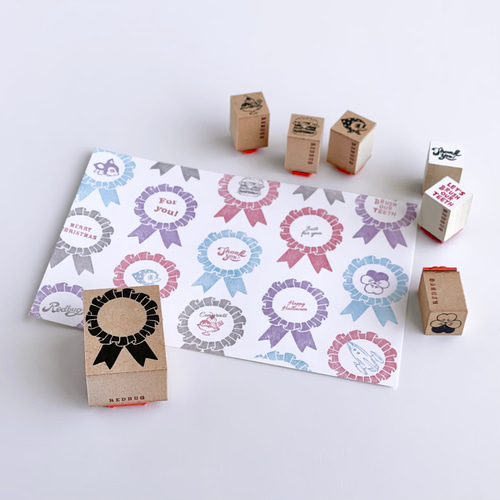 NEW ロゼットのラバースタンプ［30×40mm］ はんこ・スタンプ