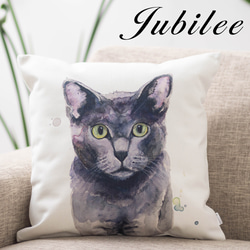 クッションカバー 45×45cm ロシアンブルー  黒猫 Ginny & I jubileecushionpt005 1枚目の画像