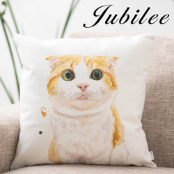 クッションカバー 45×45cm マンチカン Ginny & I 猫 jubileecushionpt006 1枚目の画像
