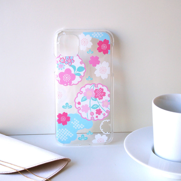 iPhone透明保護殼【日本櫻花與雪環圖案】#相容iPhone15 第3張的照片