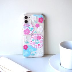 iPhoneクリアケース【桜と雪輪の和文様】 #iPhone15対応 4枚目の画像