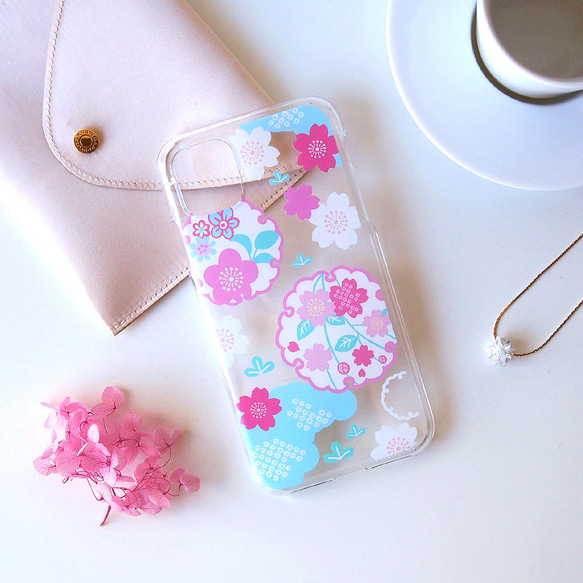 iPhoneクリアケース【桜と雪輪の和文様】 #iPhone15対応 5枚目の画像