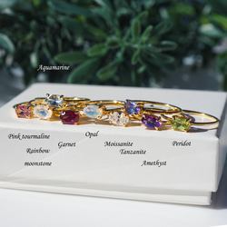 レインボームーンストーン6mmのオーバルファセット爪留めリング・縦横可　～蒼い月 12枚目の画像