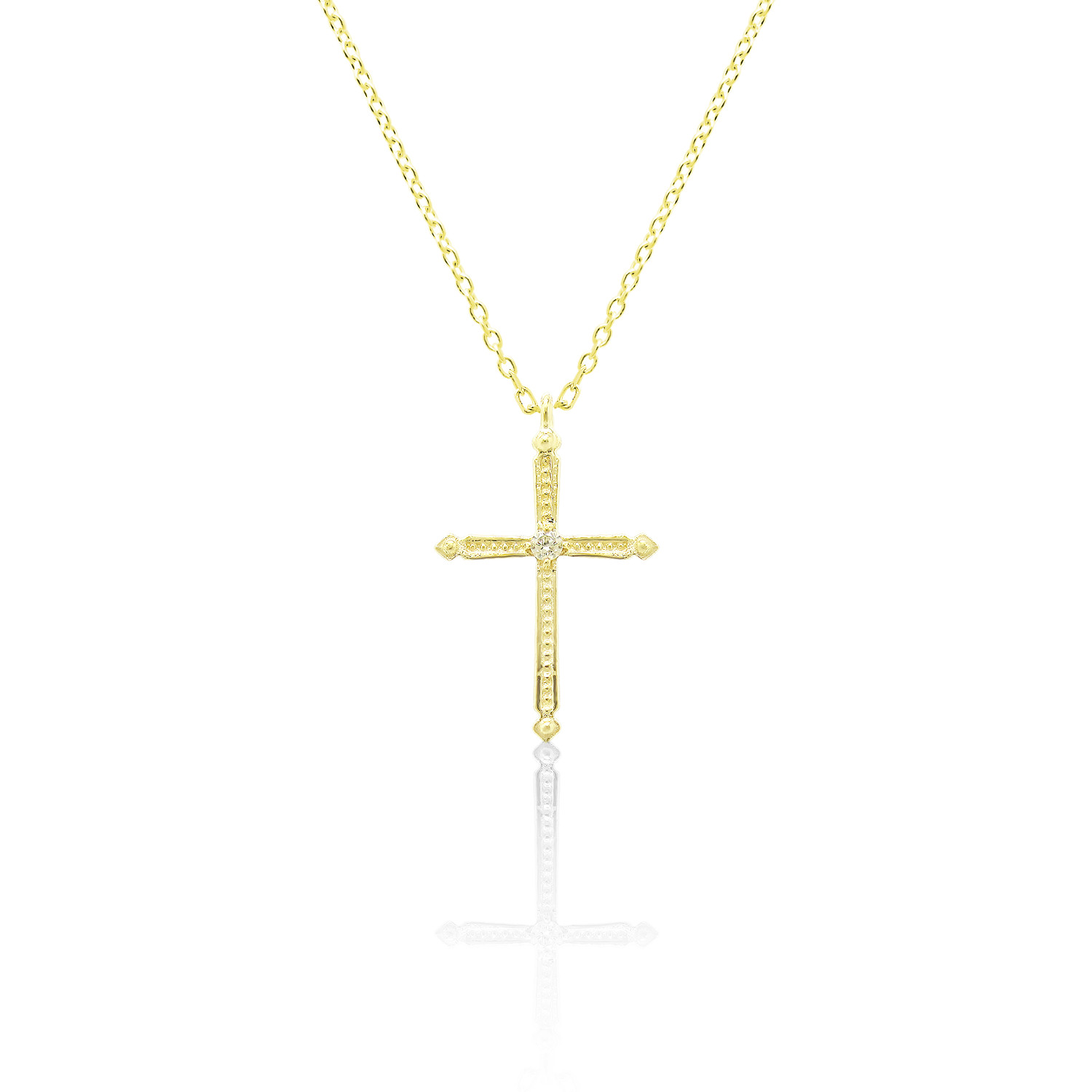 クラシカル クロス ダイヤモンド K10 イエローゴールド ペンダント ネックレス [受注制作]