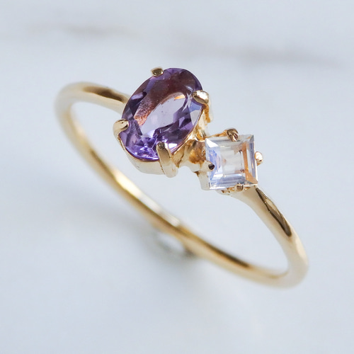 選べる天然石2粒リング /誕生石 指輪 石言葉 オーダーメイド 華奢