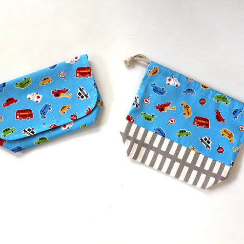 アルミ弁当にピッタリ!!横入れお弁当袋＆コップ袋 2点ランチセット