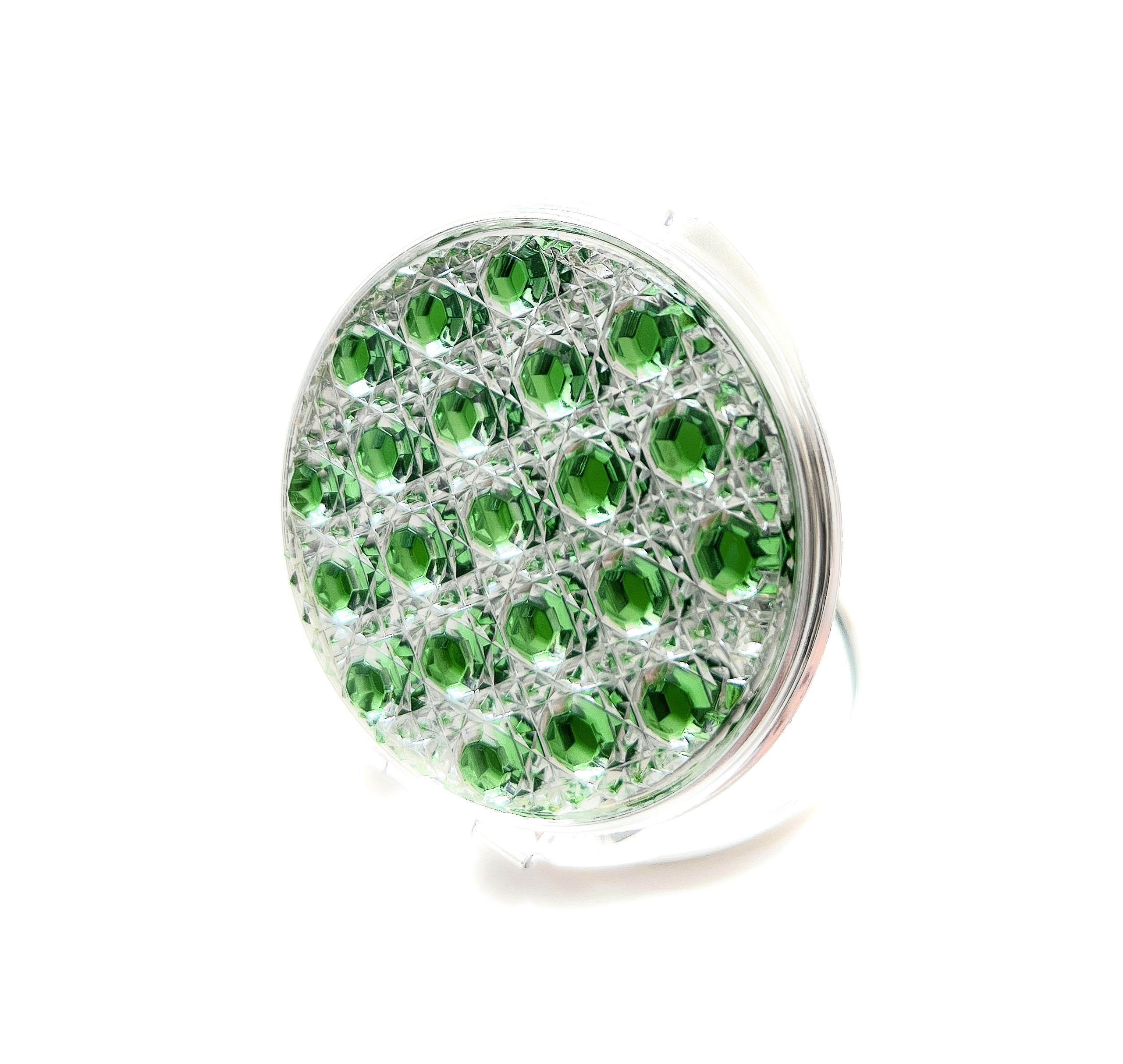 東京切子コンパクトミラー 光籠目　 ~Emerald〜　エメラルド　 Silver