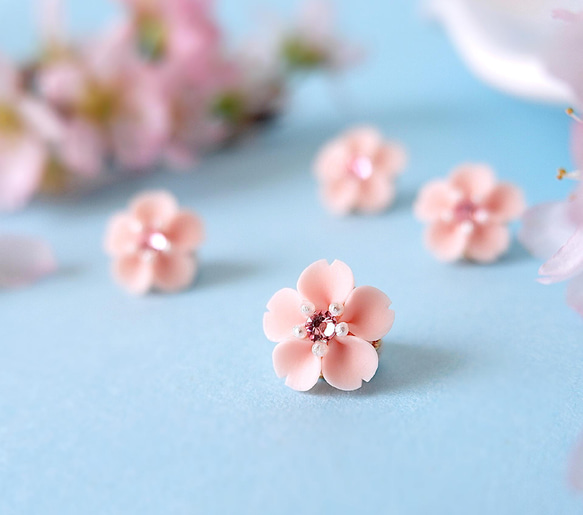 幸せピンクのミニ桜ネックレス【受注制作】 6枚目の画像