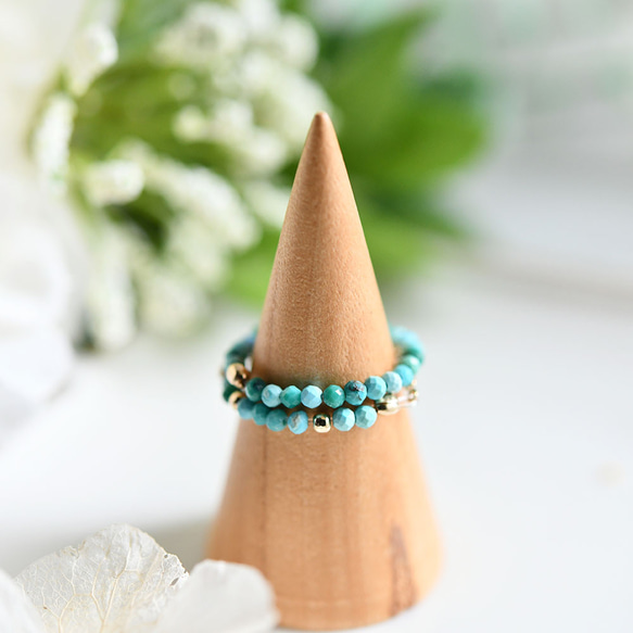 人生の守護石 ターコイズ（トルコ石）のチェーンリング 12月誕生石 2