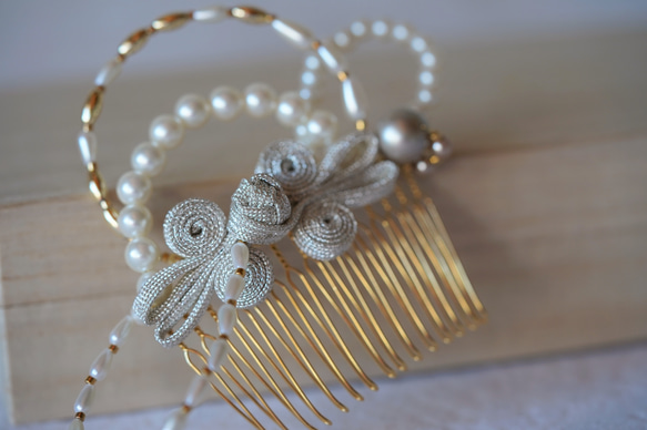 ＊＊Pearl hair comb＊＊ （パール へアアクセサリー) 1枚目の画像