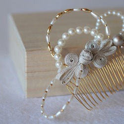 ＊＊Pearl hair comb＊＊ （パール へアアクセサリー) 3枚目の画像