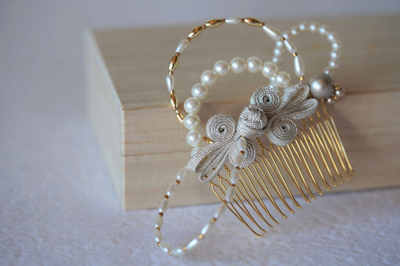 ＊＊Pearl hair comb＊＊ （パール へアアクセサリー) 3枚目の画像