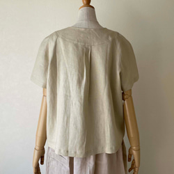 ポーリッシュリネン  ショート丈ブラウス ラグラン袖 半袖 生成 無地 フリーサイズ 5枚目の画像