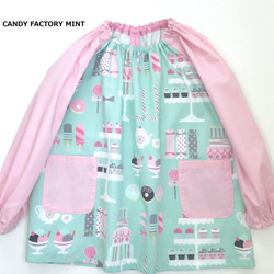 SALE!! 30%OFF!! 長袖スモック＊CANDY FACTORY WHITE＊100〜120ポケット付き 4枚目の画像