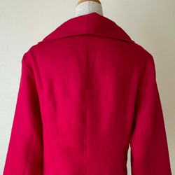 ポーリッシュリネン テーラードカラー 裾がアシンメトリーのジャケット 長袖 赤 無地 7枚目の画像
