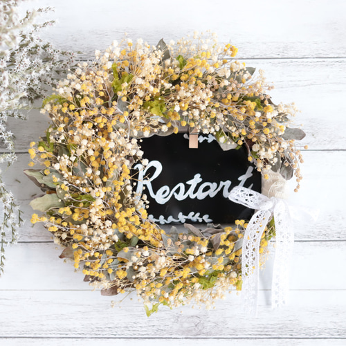 大きめナチュラルwelcomeリース＊プリザーブドフラワー＊贈り物ギフト