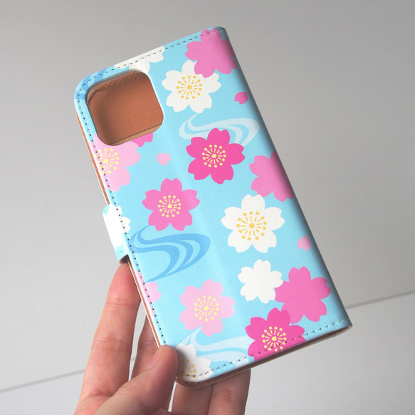 桜と流水の手帳型スマホケース #iPhone15対応 8枚目の画像