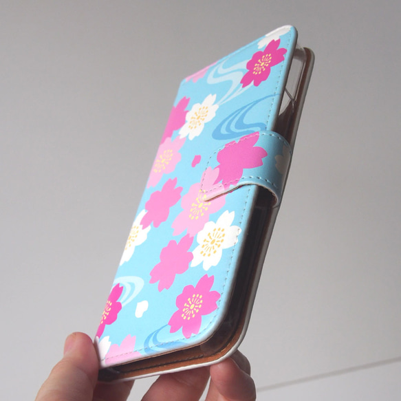 桜と流水の手帳型スマホケース #iPhone15対応 7枚目の画像