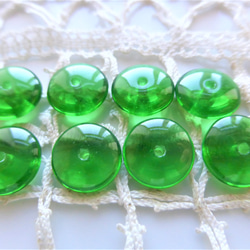 緑の円盤　チェコビーズCzech Glass Beads8個 1枚目の画像
