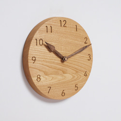 木製 掛け時計 丸型 栗材12 2枚目の画像