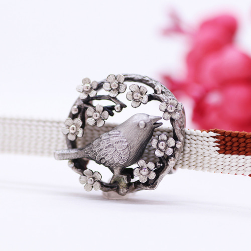 春告鳥のシルバー帯留め（3分紐用） 帯留め GINNEZU 通販