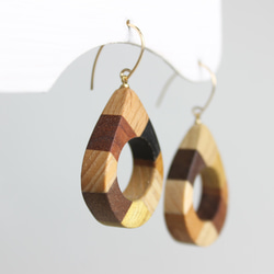 寄木のドロップピアス・イヤリング 5枚目の画像