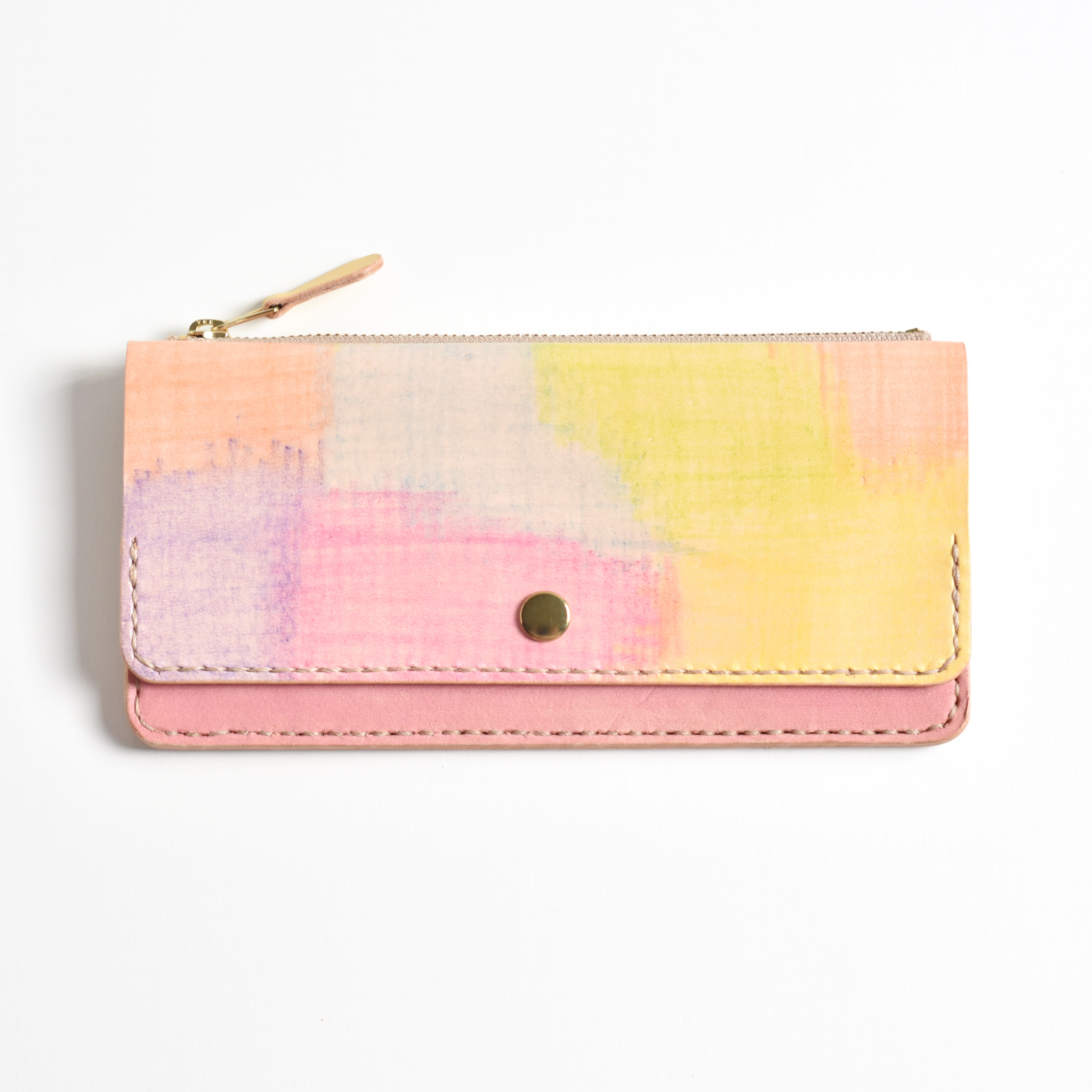 革の手染め財布 「春風（スリムな長財布）」