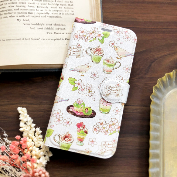 SakuraMacchaLatte手帳型スマホケース(iPhone/Android全機種 SakuraMacchaLatte手帳型スマホケース(iPhone/Android全機種